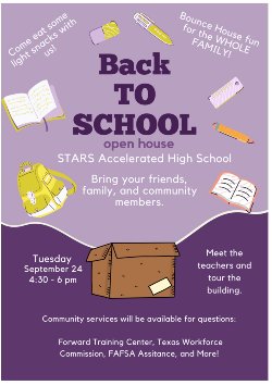 STARS back to school open house flyer